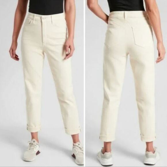 Athleta Sculptek Flex Straight Leg in Bone Jean Rolled Up Ankle Plus Size 14 - Picture 1 of 12